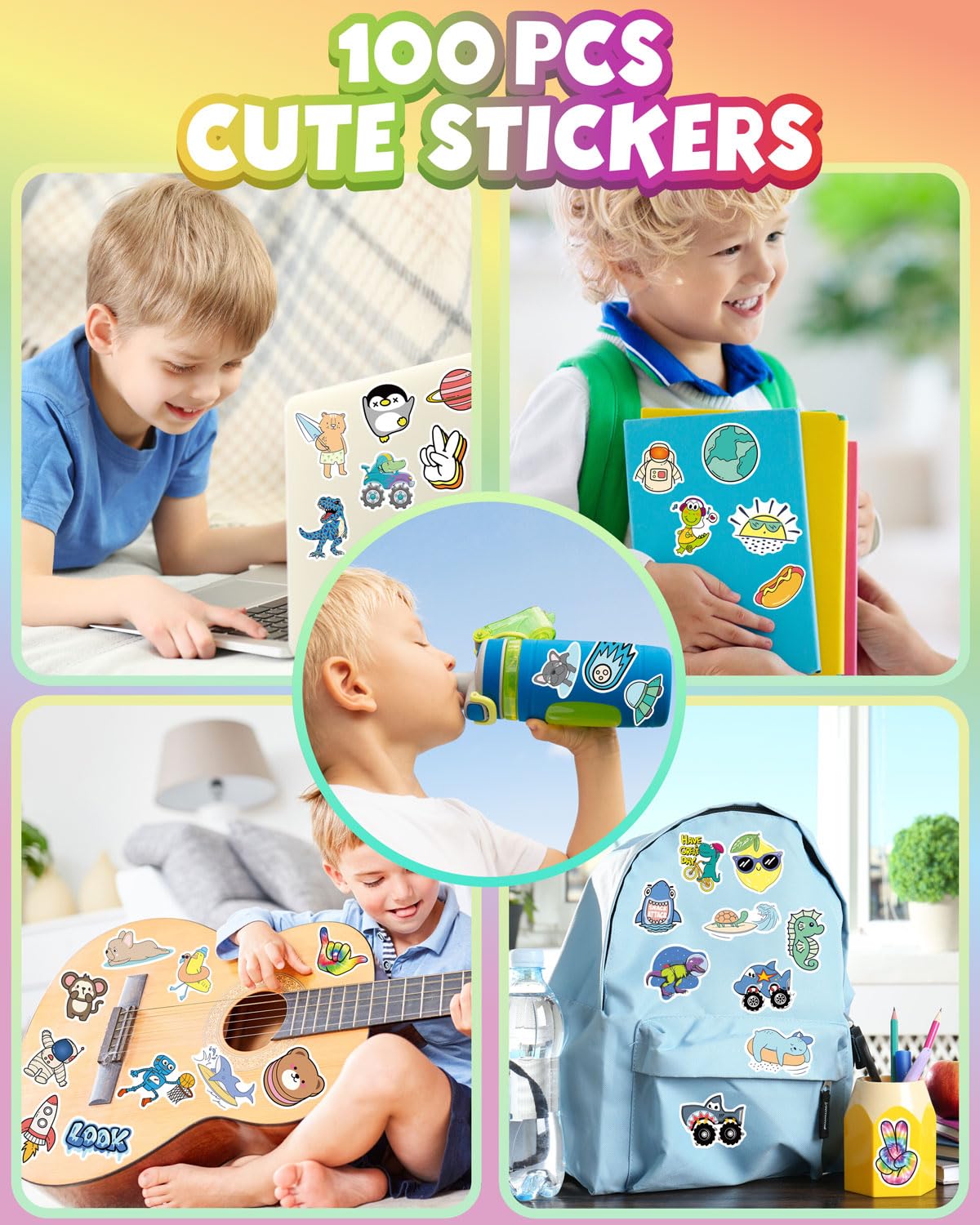 EAPHANT kid-friendly 100-piece pack adds color to water bottles