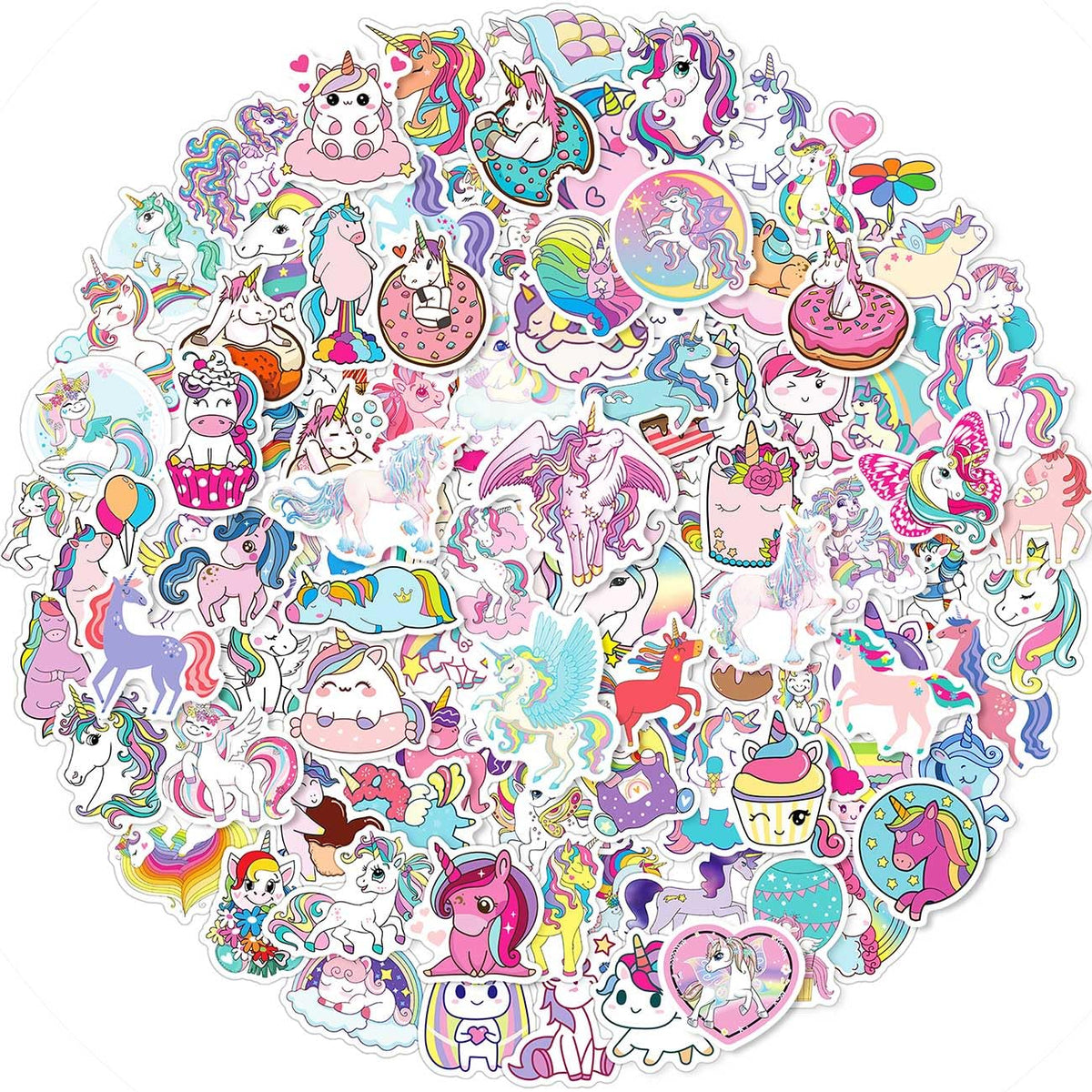 EAPHANT Unicorns stickers pack on water bottles, waterproof and vibrant.