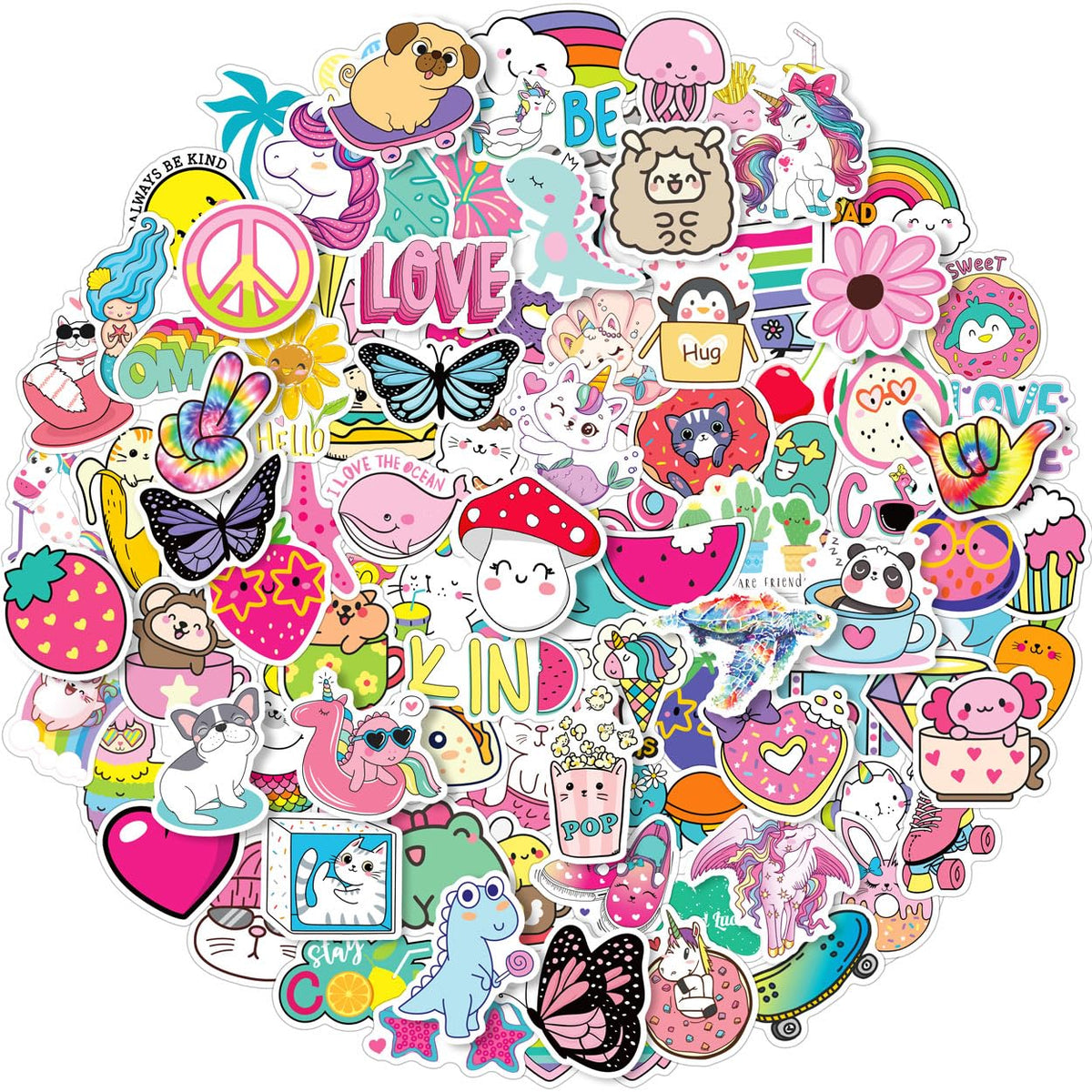 EAPHANT water bottle stickers with cute designs for kids; durable waterproof vinyl.