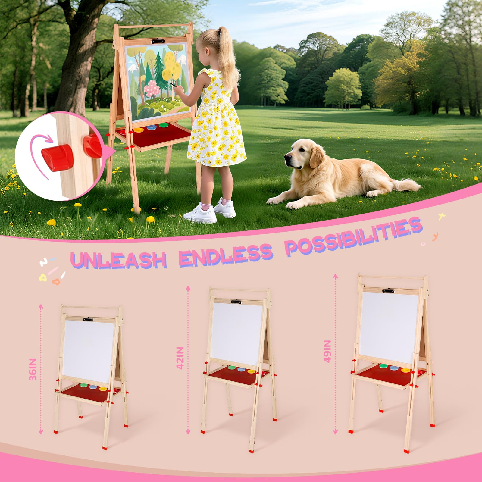 EAQ Easel paper roll holder lets kids create on the go.