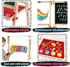 EAQ Easel uses non-toxic wood for a safe classroom-like setup.