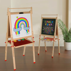 EAQ Easel whiteboard with magnets enables quick doodles and learning activities.