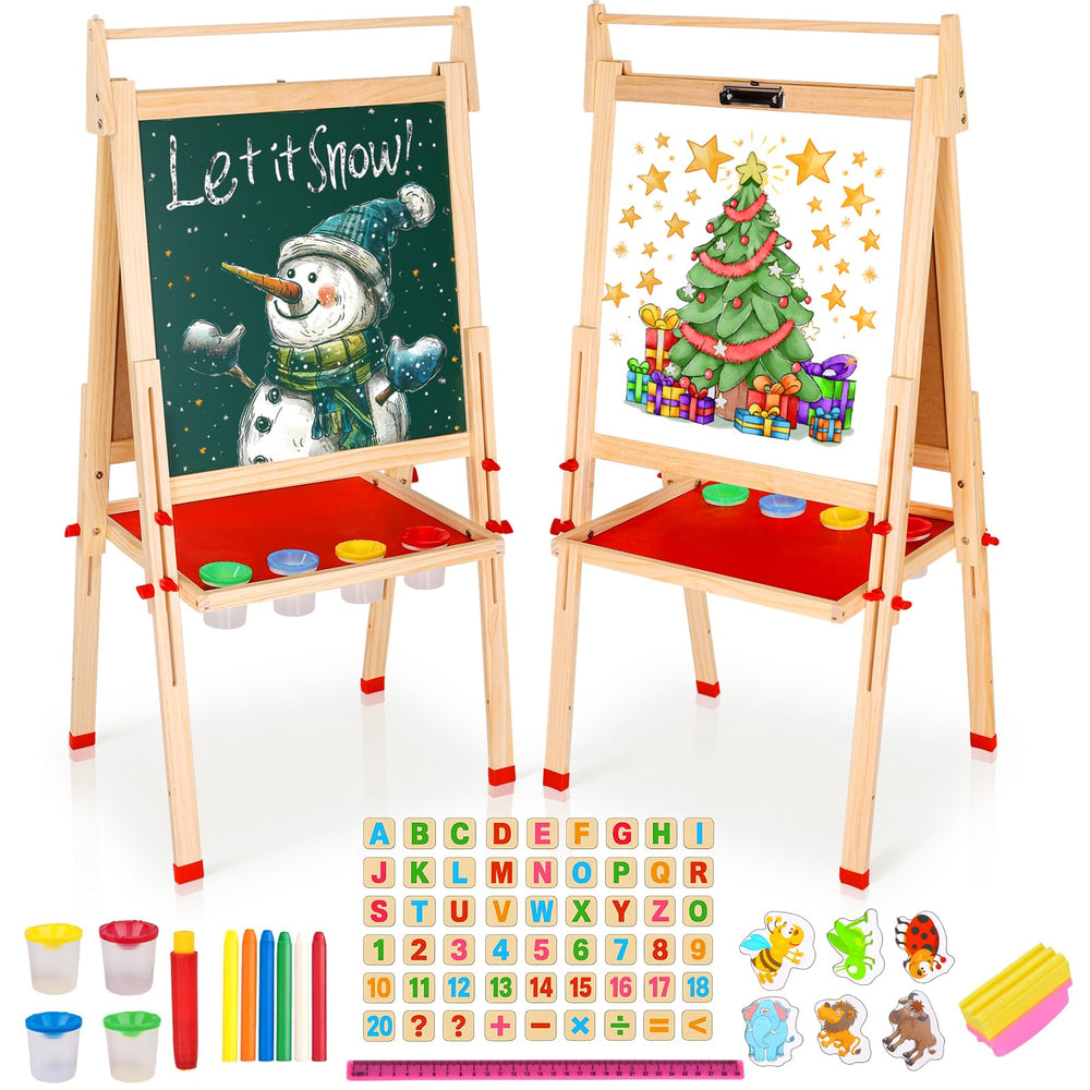 EAQ Easel wooden frame with sturdy pine wood for durable kids’ art sessions.