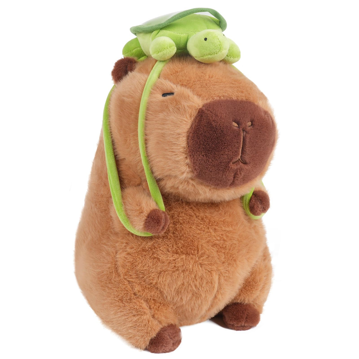 EASELR capybara plush 12-inch front view, soft fur for cuddling