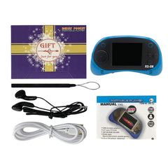 EASEGMER blue travel-ready game console showcases 220 built-in games.