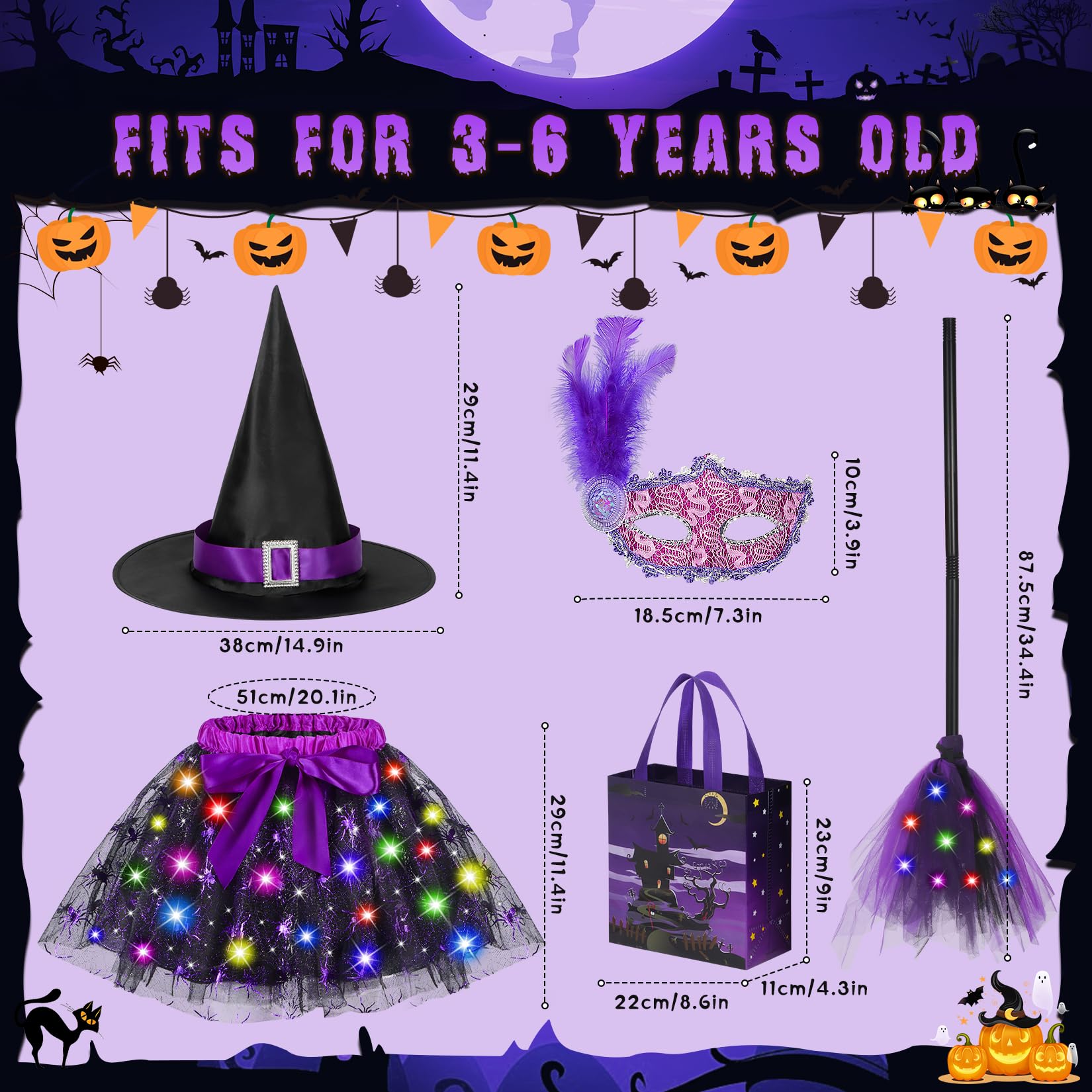 Easface toddler witch hat purple with buckle and ribbon detail
