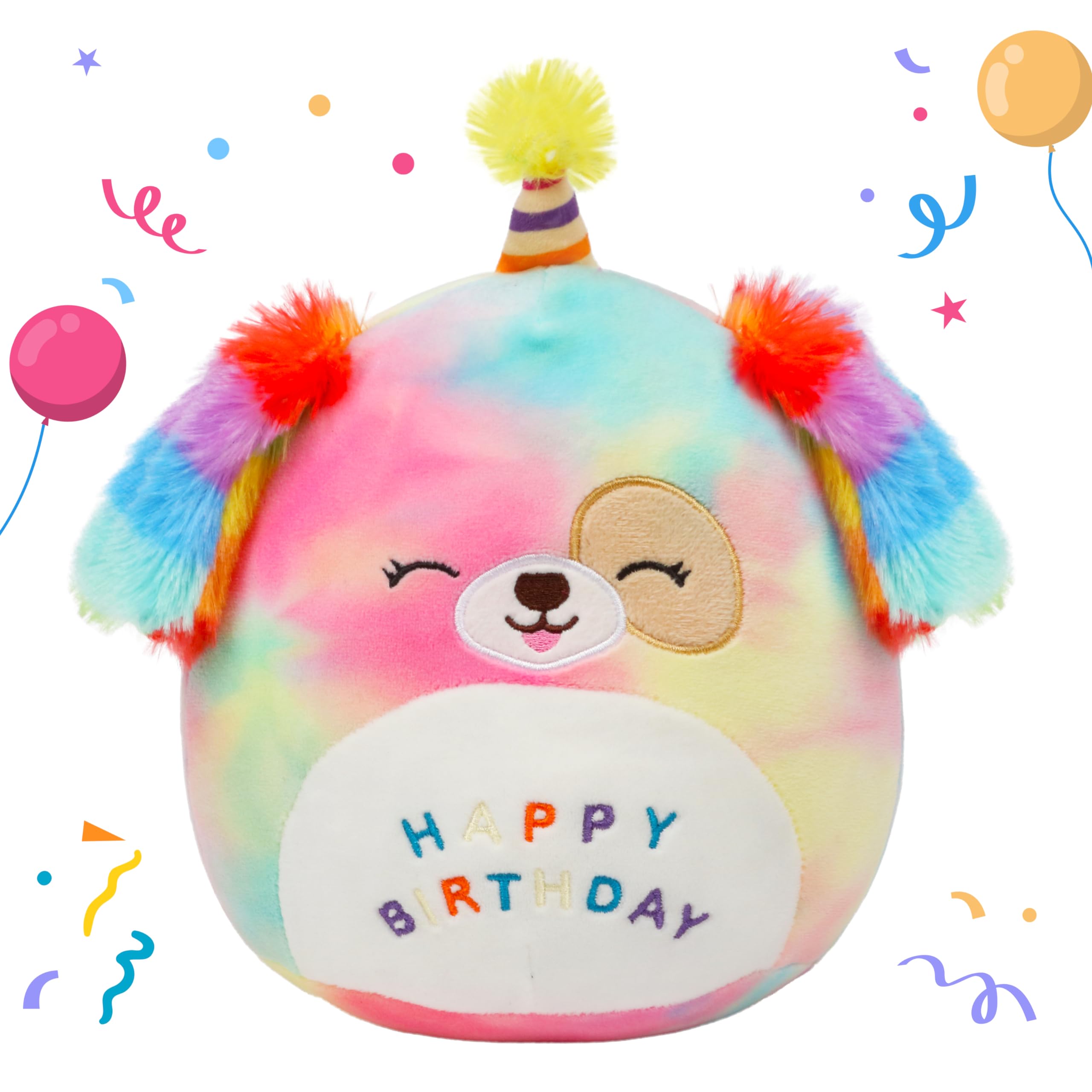 Easfan rainbow birthday dog plush pillow for kids and decor.