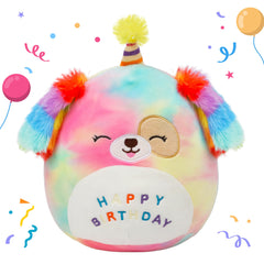 Easfan rainbow birthday dog plush pillow for kids and decor.
