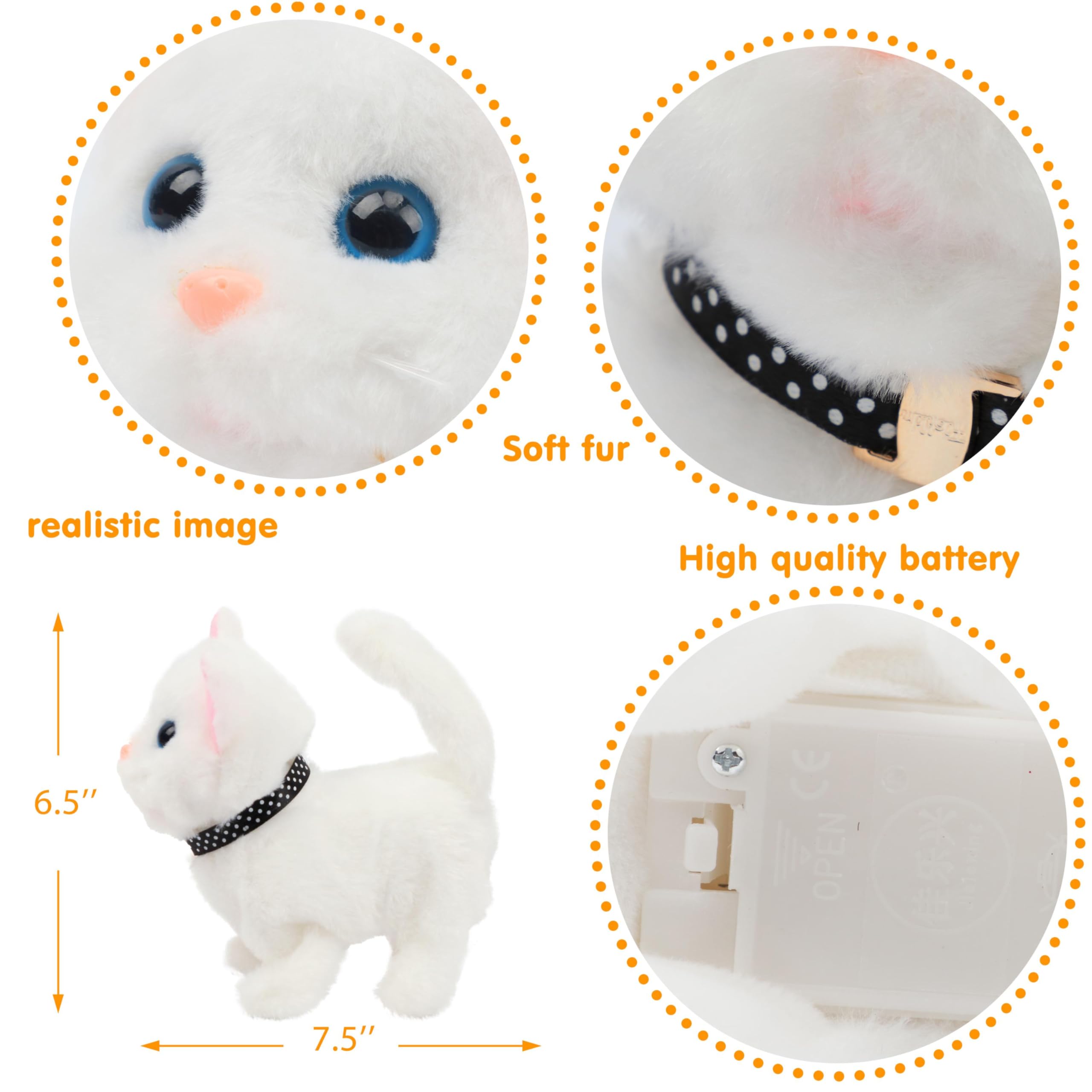 Easfan Walking Kitty plush, head nodding animation adds lifelike charm.