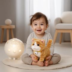Easfan Walking Plush Kitty repeat function highlights voice imitation feature.