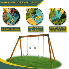 Eastern Jungle Gym hardware included pack highlighting ready-to-use mounting bolts and washers.