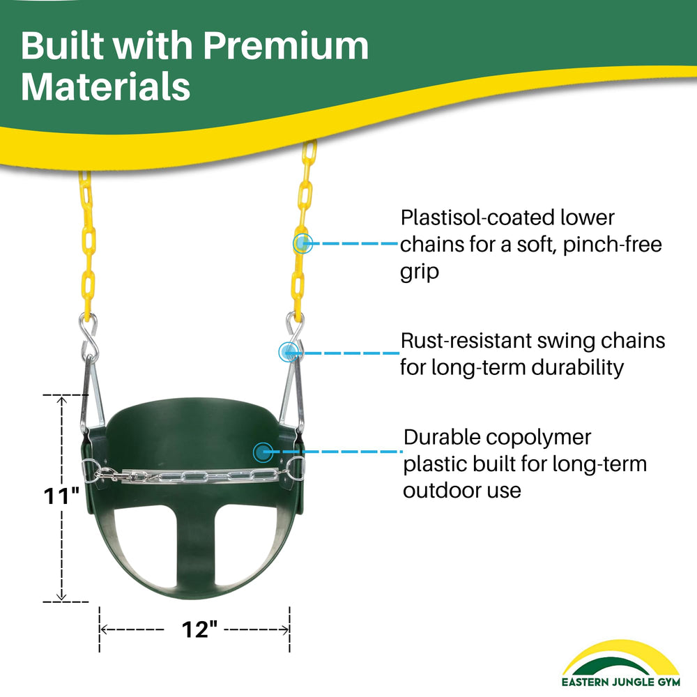 Eastern Jungle Gym copolymer swing seat delivers durable, weather-resistant seating for toddlers.