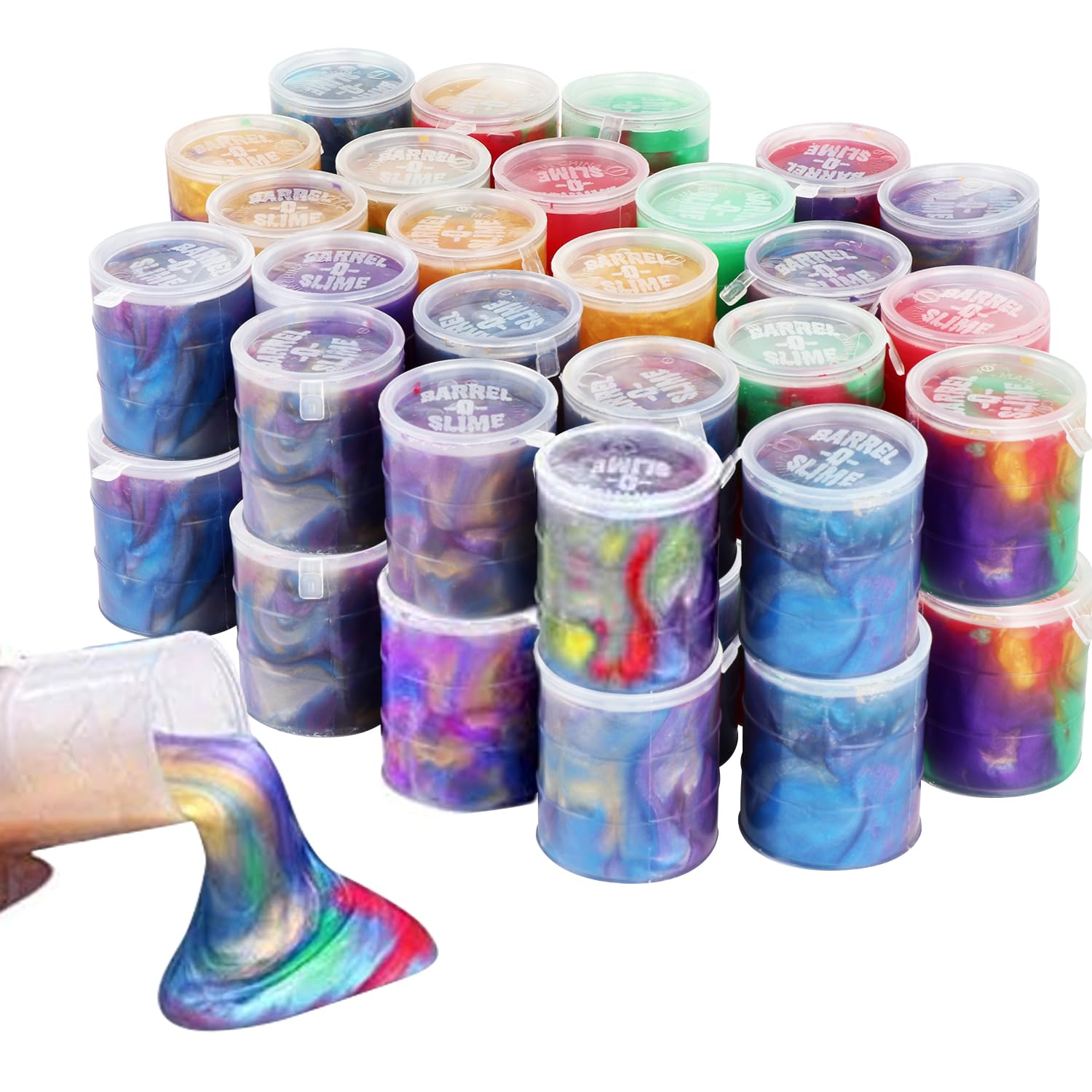 EASYCITY 48-pack galaxy slime barrel for sensory play and exploration.