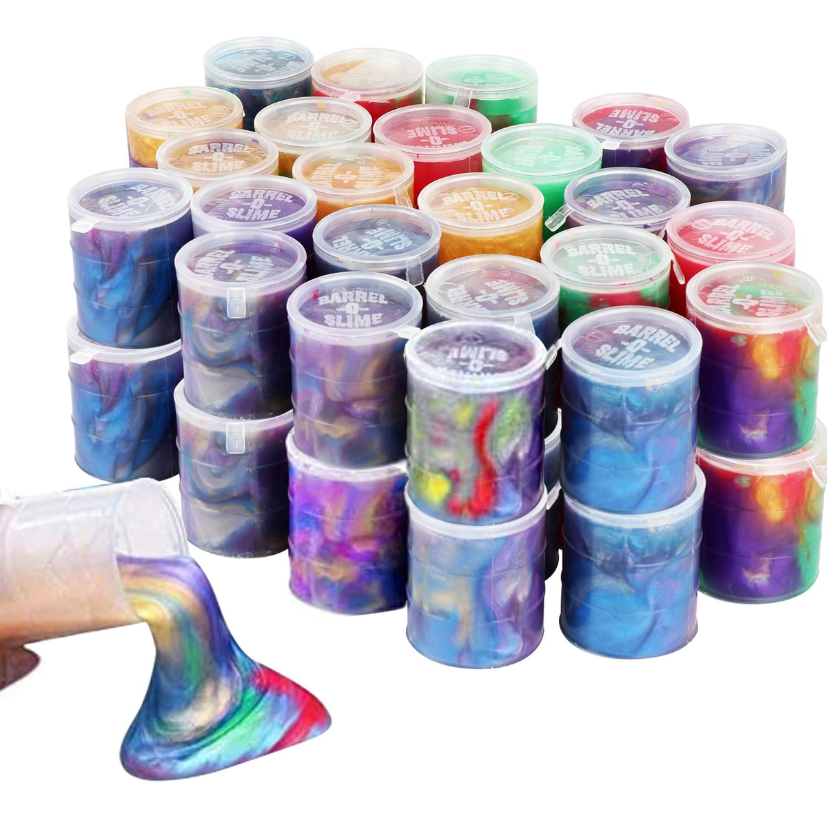 EASYCITY 48-pack galaxy slime barrel for sensory play and exploration.