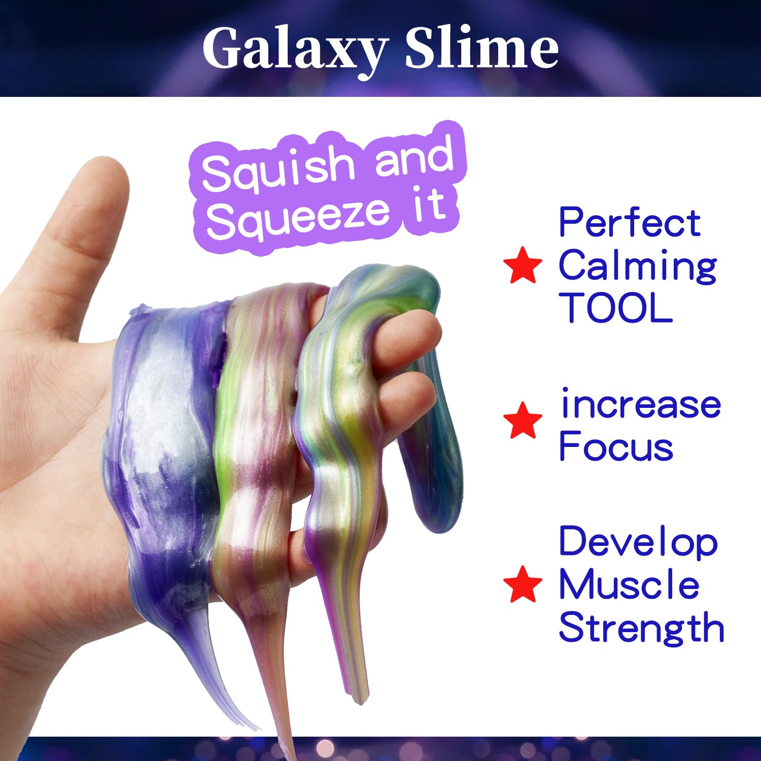 EASYCITY starry marble slime colors stimulate tactile discovery.