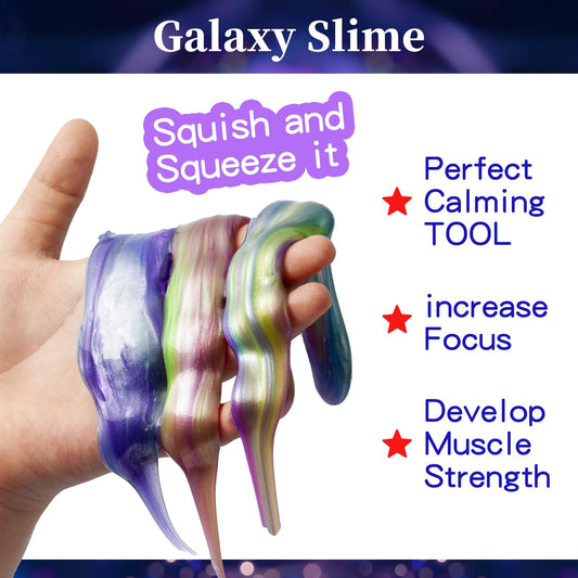 EASYCITY starry marble slime colors stimulate tactile discovery.