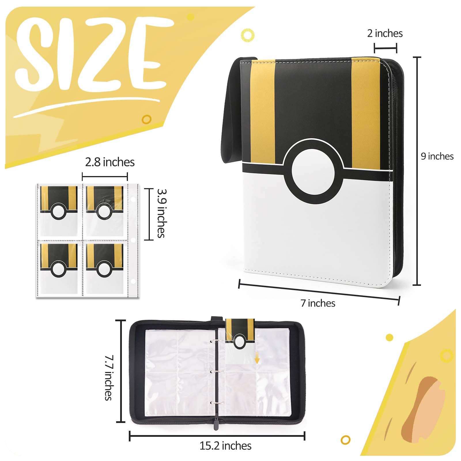 EASYFUN binder showing double-sided pages with four pockets per side for up to 400 cards