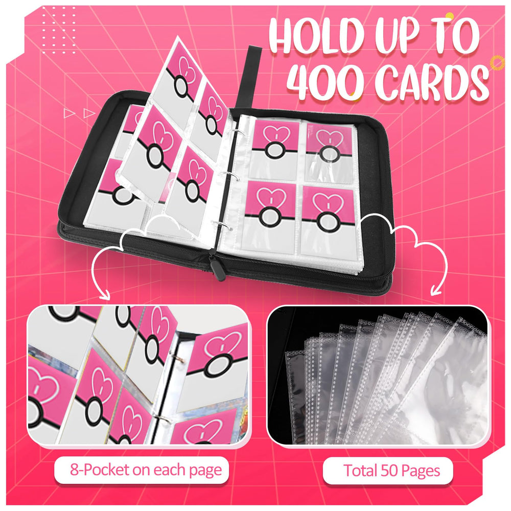 EASYFUN card binder pink clear sleeves for crystal-clear card viewing