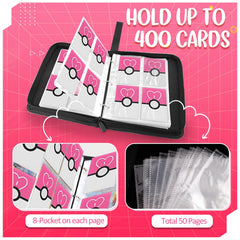 EASYFUN card binder pink clear sleeves for crystal-clear card viewing