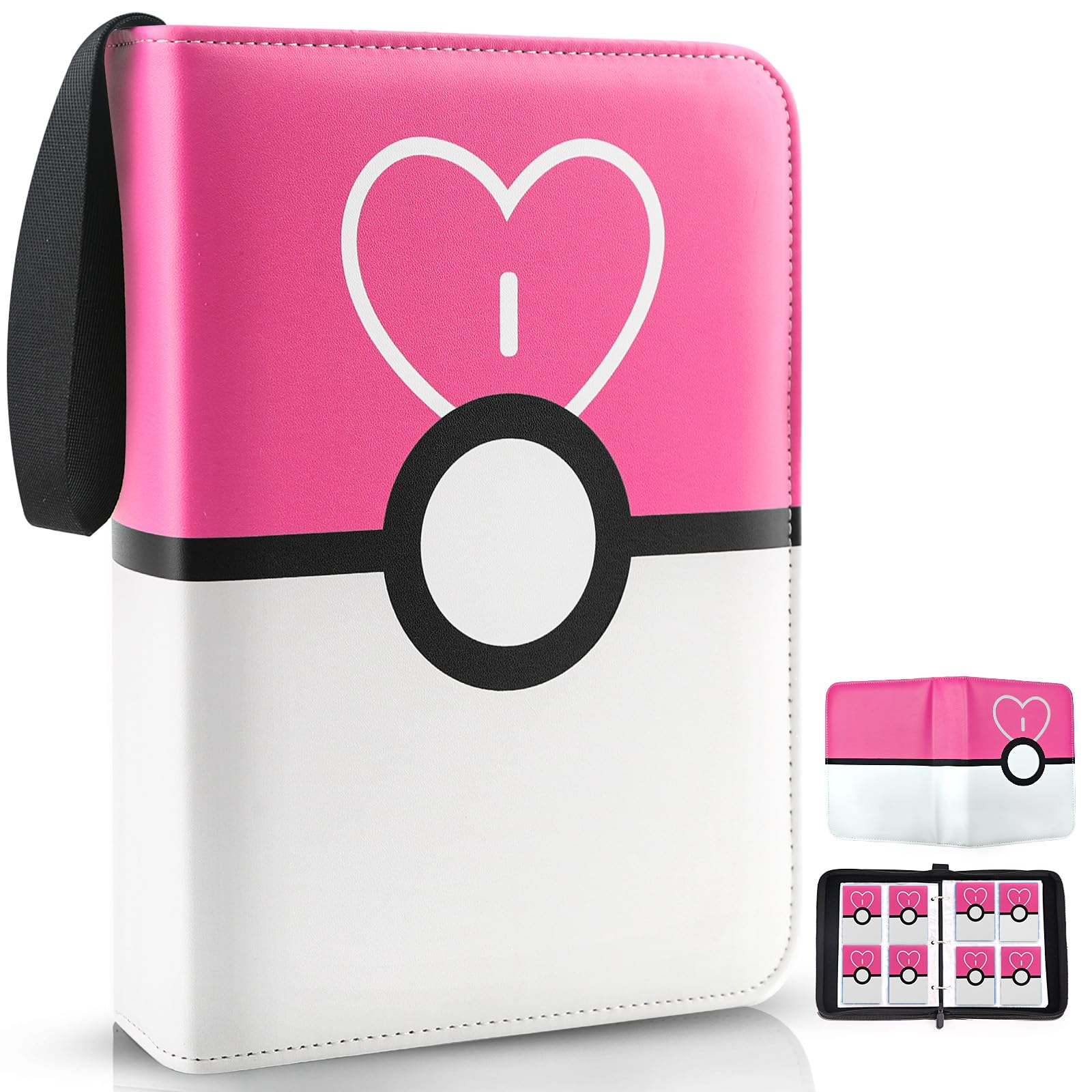 EASYFUN card binder pink front cover showing premium PU leather protection