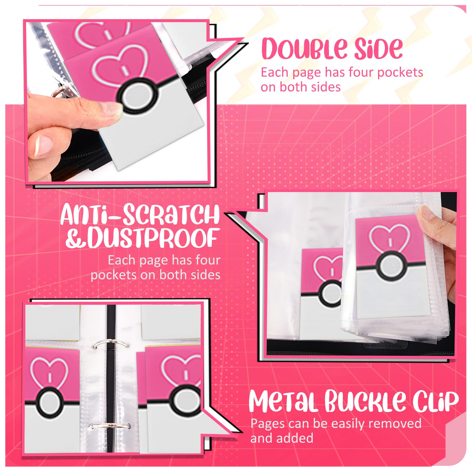 EASYFUN card binder pink portable design for on-the-go collections