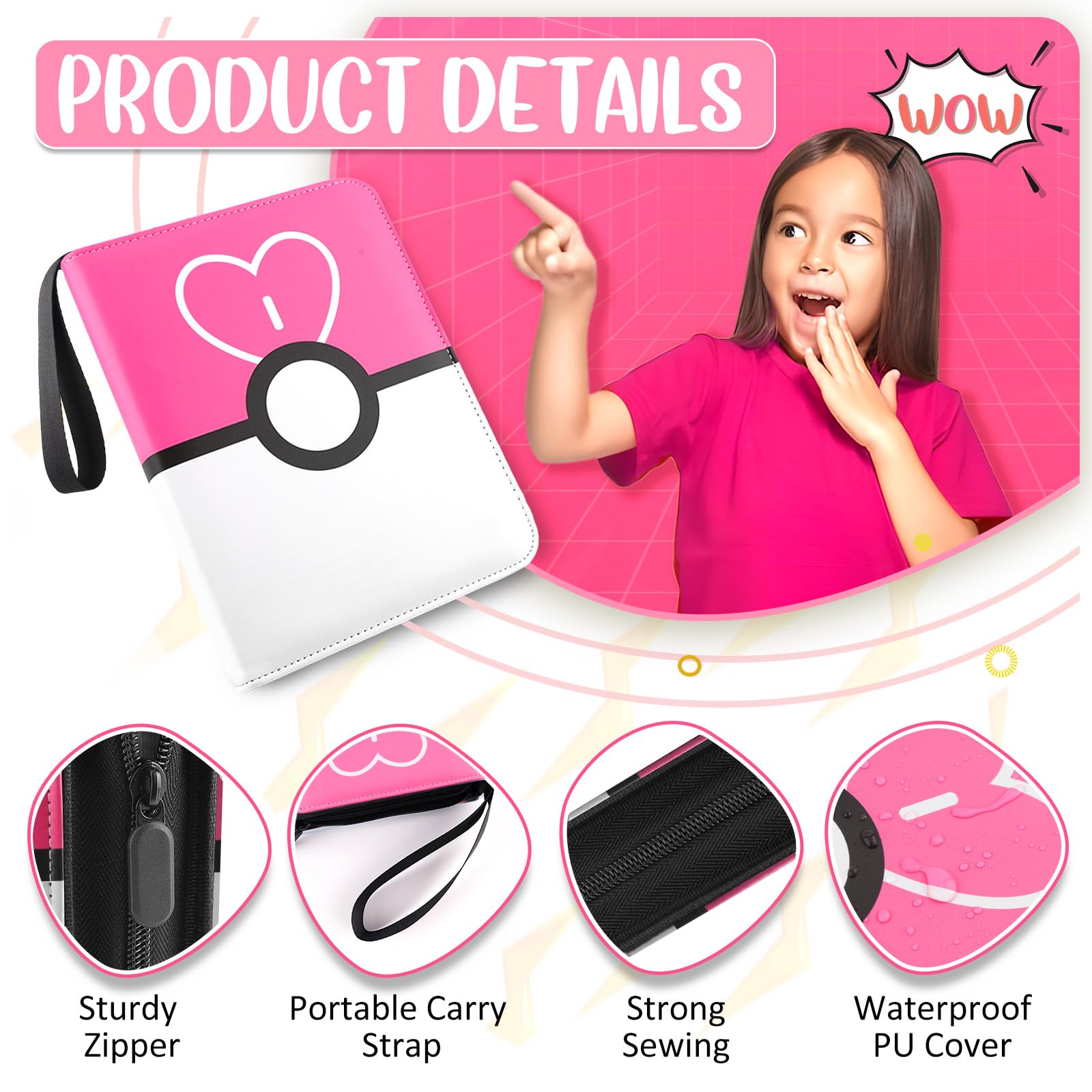 EASYFUN card binder pink removable clasp for flexible customization