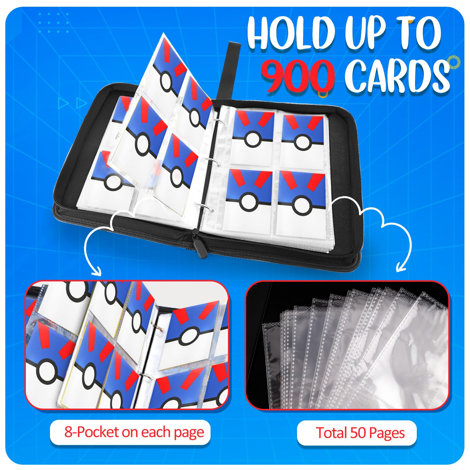EASYFUN eight-pocket pages showcase your collection clearly.