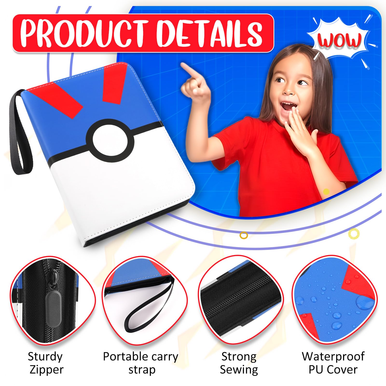 EASYFUN zipper closure blue binder for secure transport.