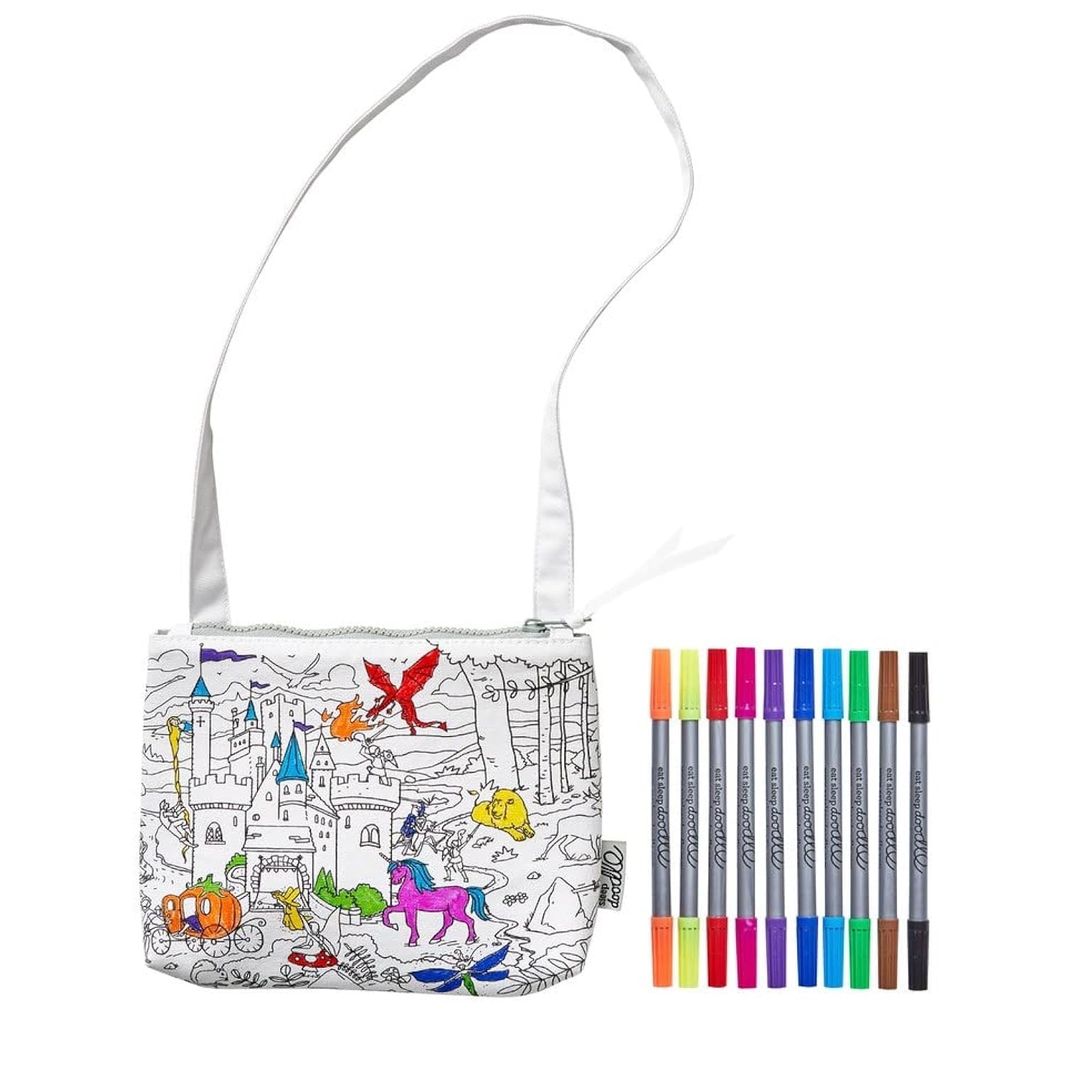 eatsleepdoodle DIY coloring crossbody bag lets kids color and wear a personalized accessory.