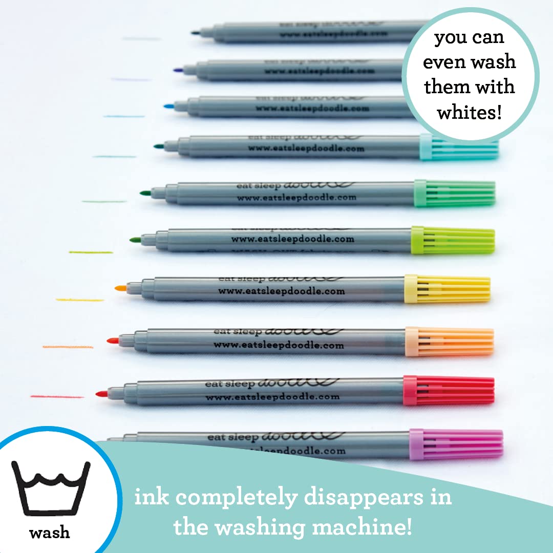 eatsleepdoodle washable markers on fabric; safe, wash-out ink