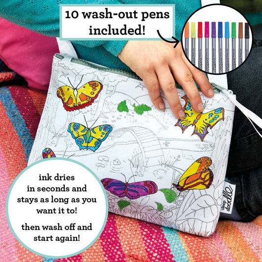 eatsleepdoodle washable kid markers with bag, non-toxic colors for mess-free reuse