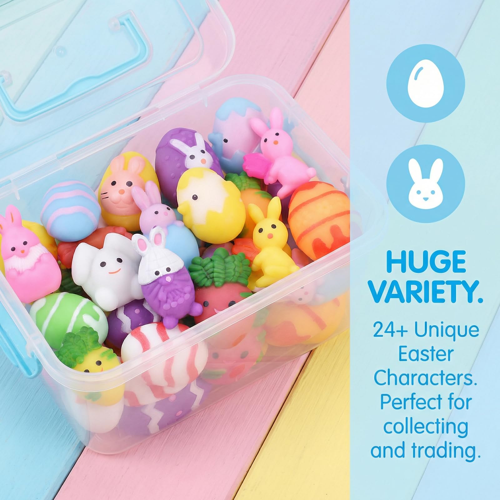 Eavotoy Easter Mochi squishy toys close-up texture showing softness.