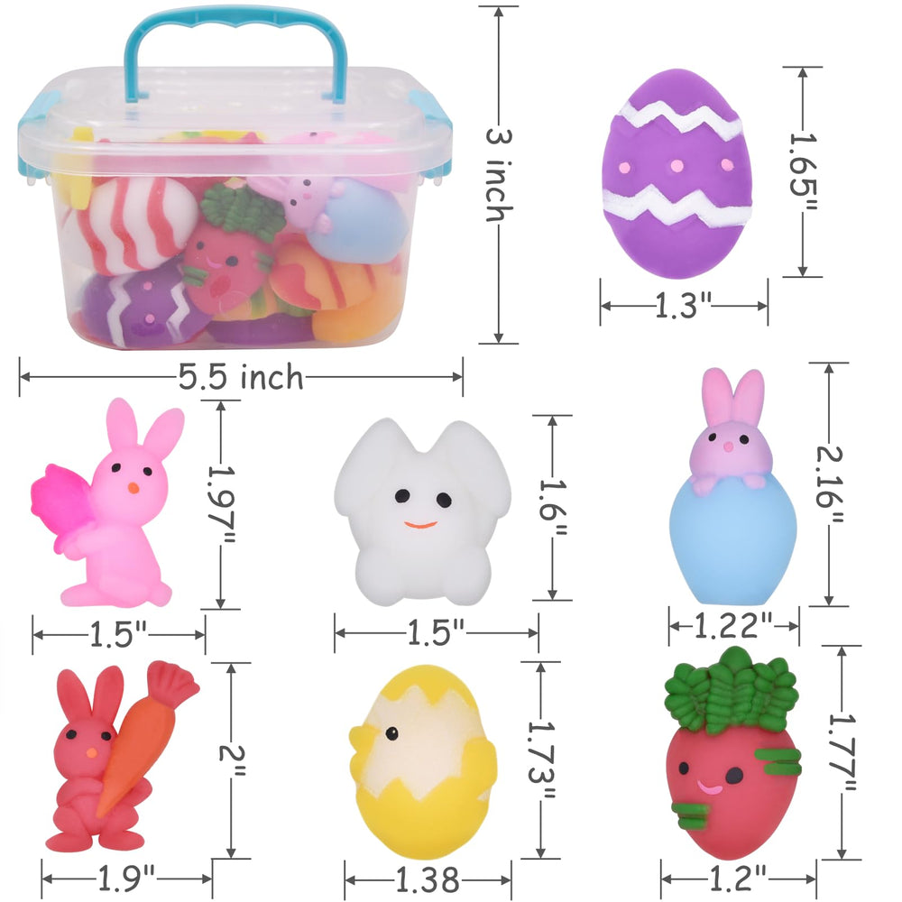 Eavotoy Easter Mochi squishy toys used for stress relief and focus.