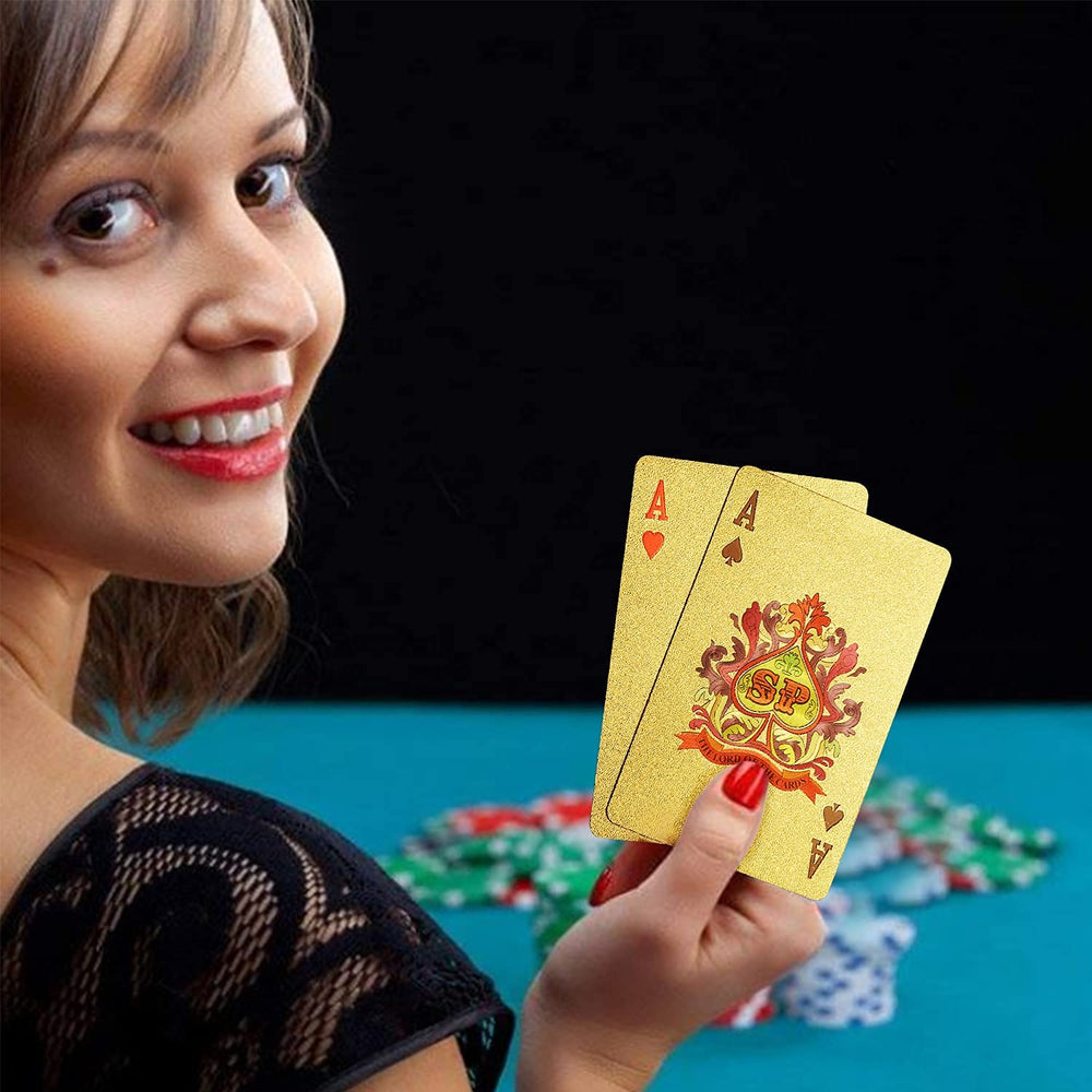 EAY Gold Waterproof Playing Cards fanned out showing diamond texture