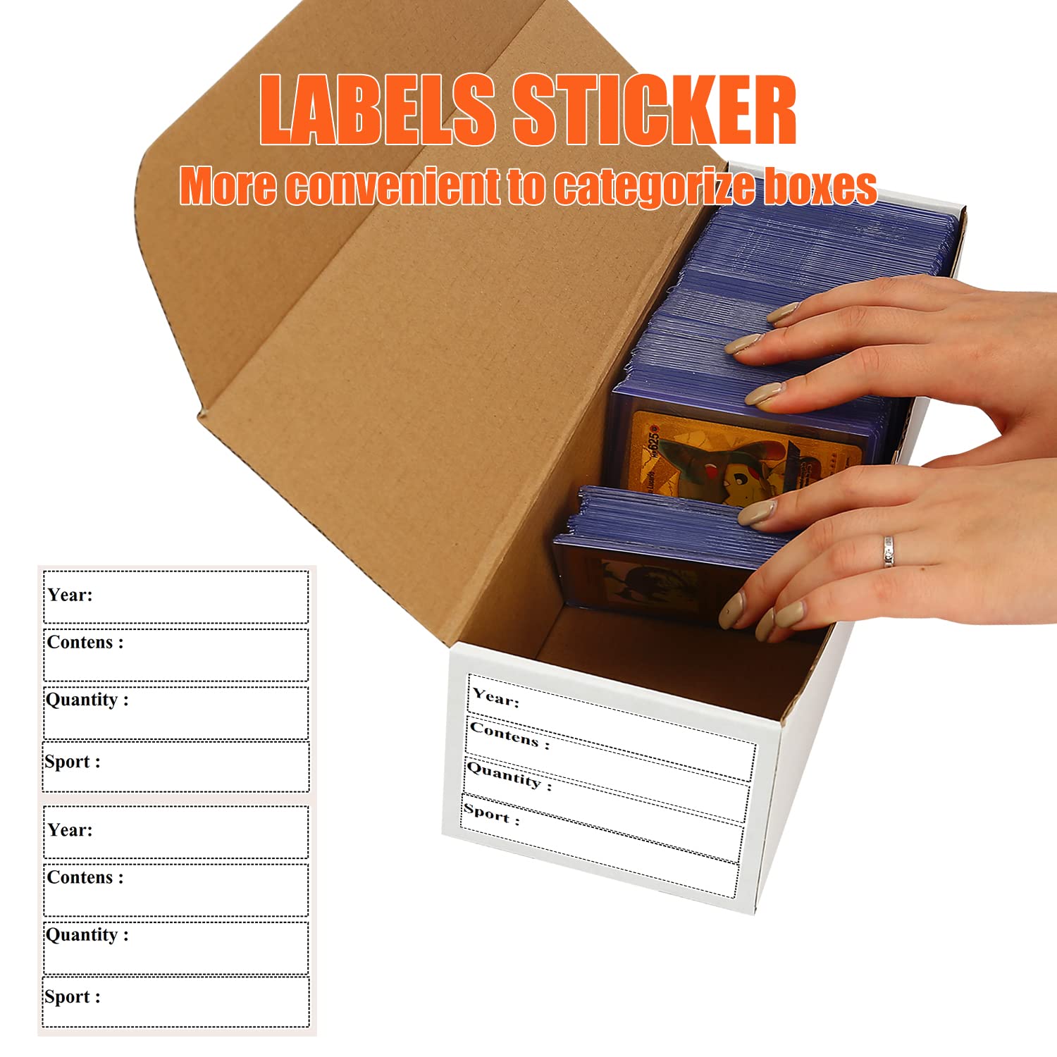 EBOAUSI card storage stacked neatly on a shelf saving space.