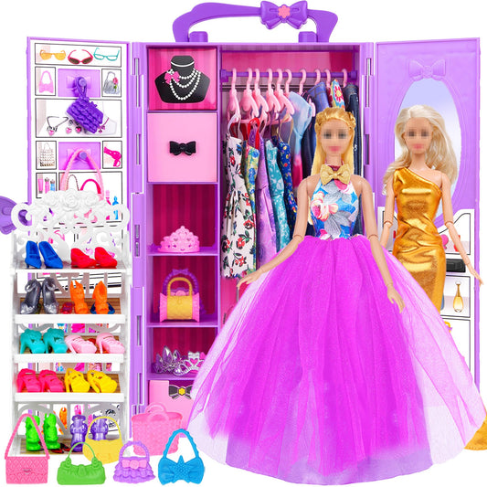 ebuddy 11.5-inch doll closet playset showcasing organized storage for imaginative play.