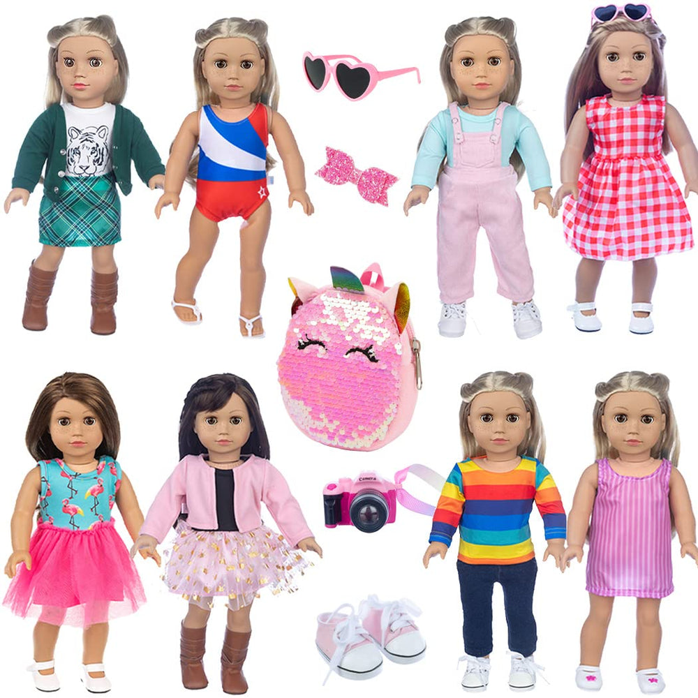 ebuddy 18-inch doll outfits showcase versatile wardrobe options for creative play.