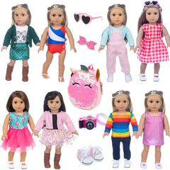 ebuddy 18-inch doll outfits showcase versatile wardrobe options for creative play.