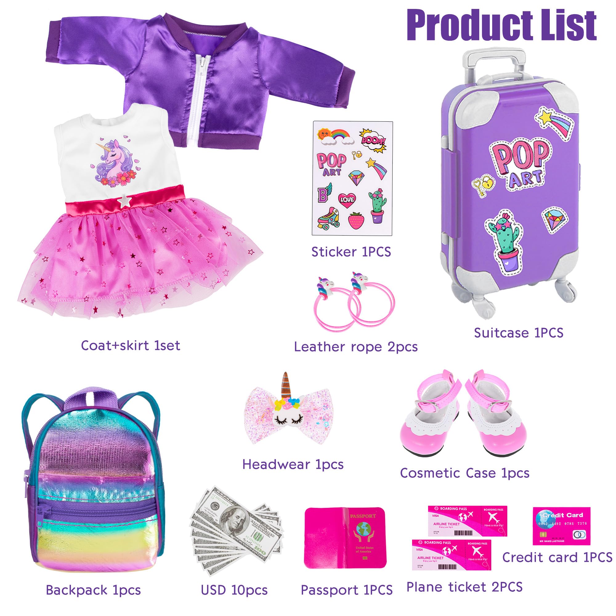ebuddy suitcase and backpack with accessories for realistic packing play