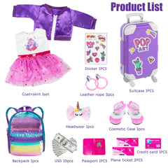 ebuddy suitcase and backpack with accessories for realistic packing play