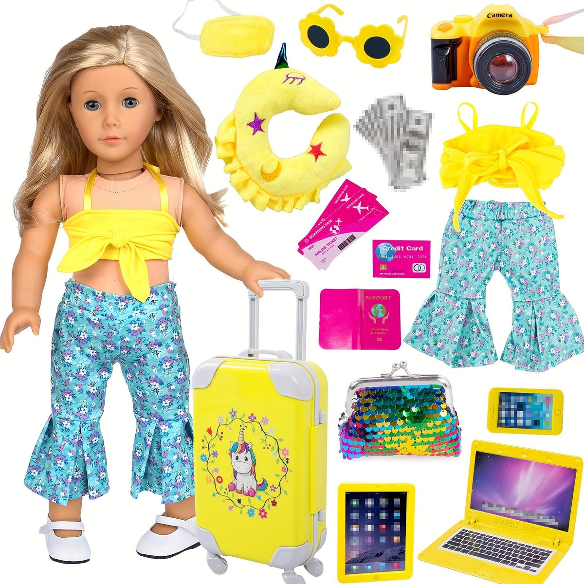 ebuddy 18-inch doll travel suitcase for easy, imaginative play and storage.