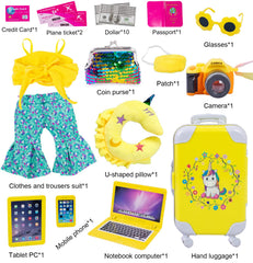 ebuddy yellow top and bell-bottoms outfit for trendy doll adventures.