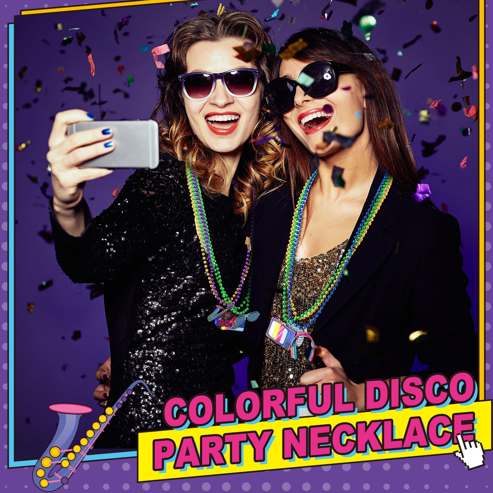 Ecally 80s neon glow effect on necklaces enhances visibility on dance floor.