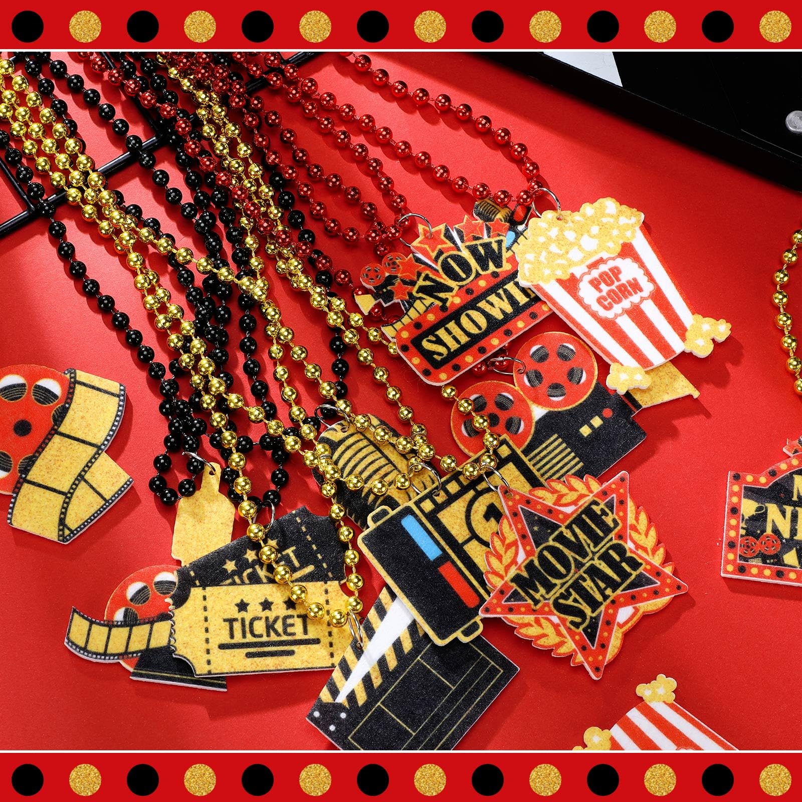 Ecally movie-themed necklaces crafted from sturdy plastic with a glossy finish.
