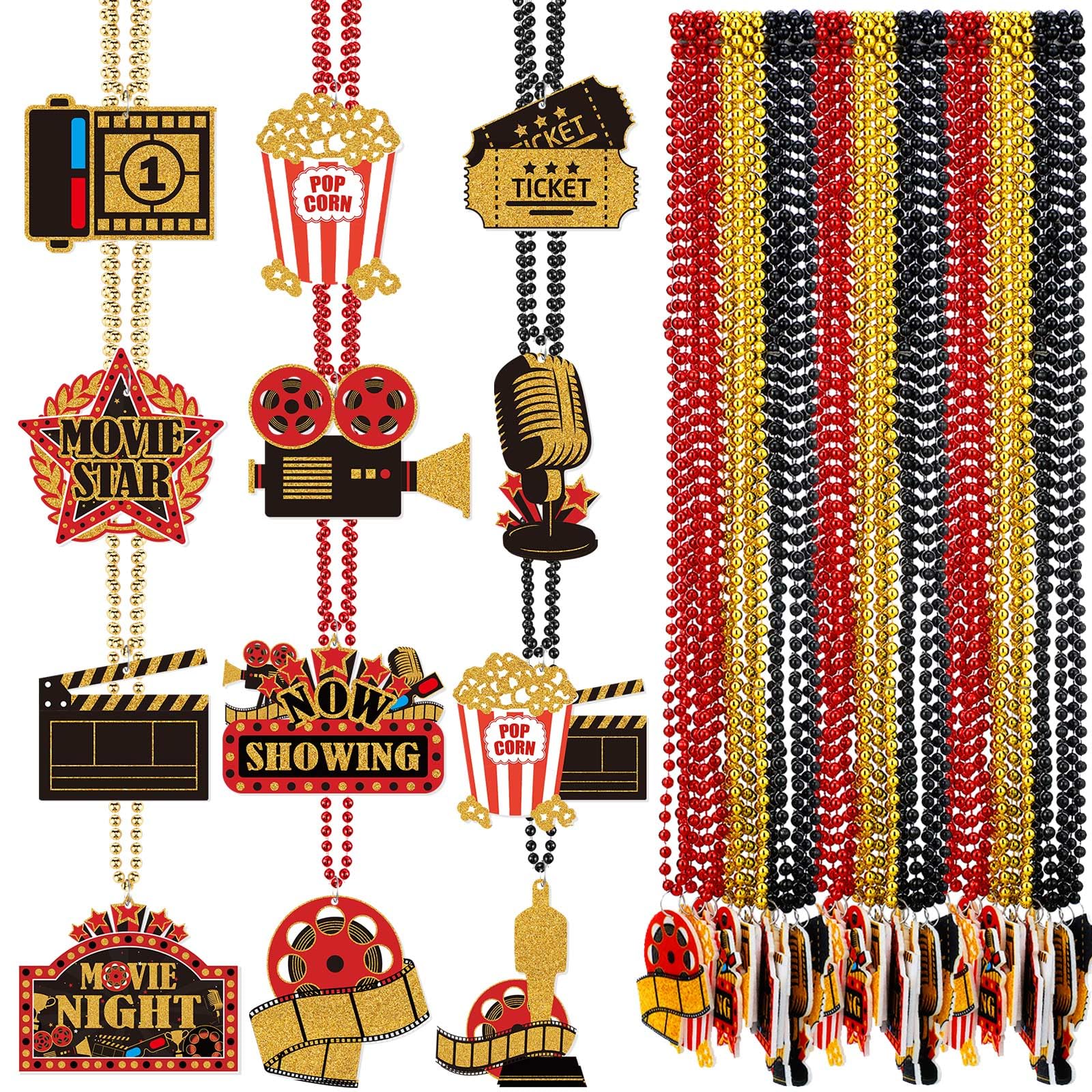Ecally movie night bead necklace collection for festive décor and party favors.