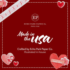 Echo Park Paper Valentine watercolor hearts provide warm accents