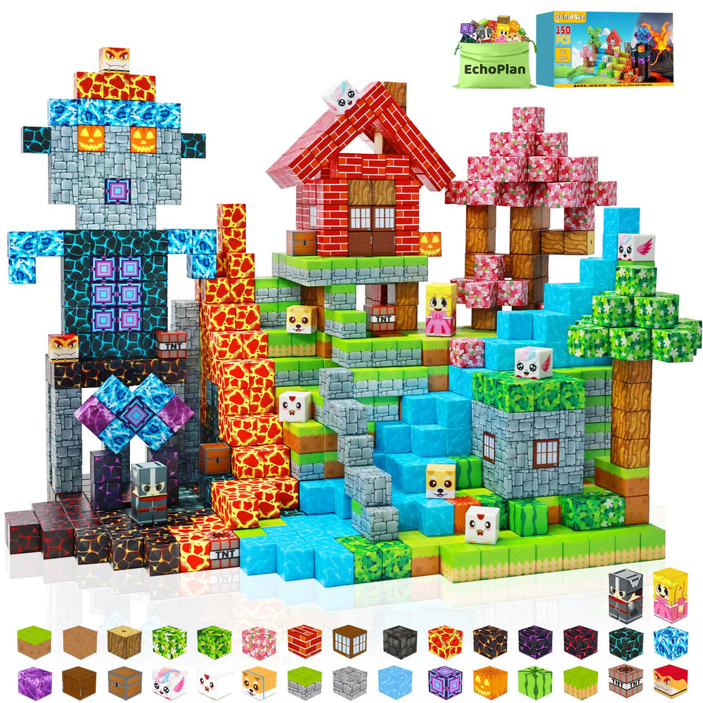 EchoPlan 150pcs magnetic blocks set boosts imaginative play and spatial reasoning