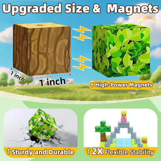 EchoPlan magnetic blocks used by children building 3D structures to boost creativity.