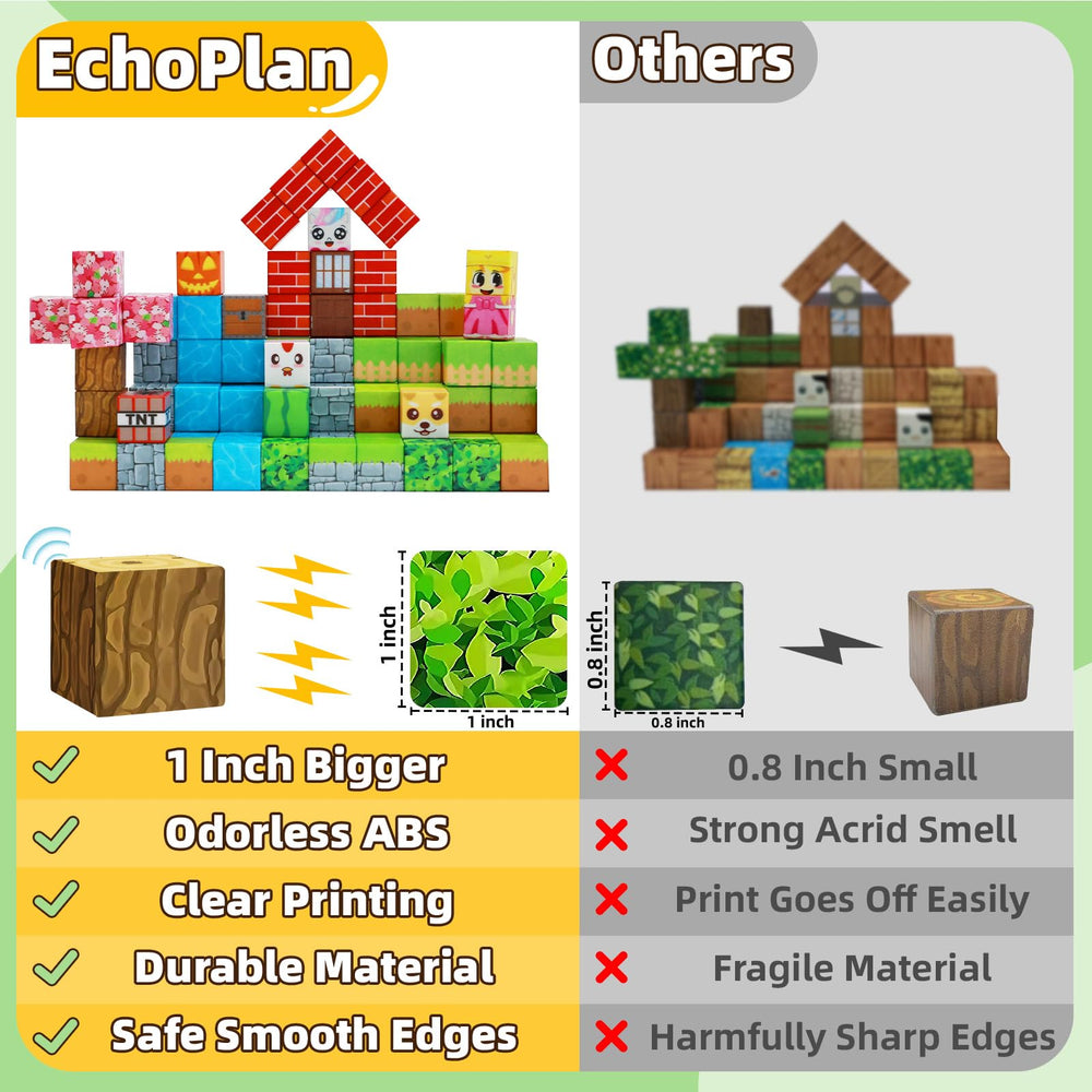 EchoPlan magnetic blocks in action forming a tall tower to enhance spatial awareness.
