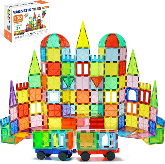 EchoPlan magnetic tiles 130pcs set enables endless building play and creativity.